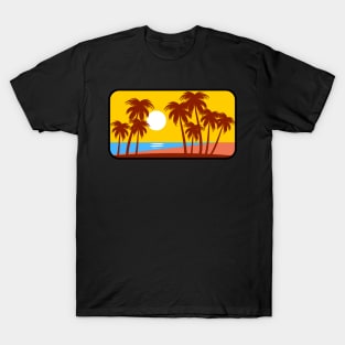 Tropical Beach Sunset with Palm Trees T-Shirt